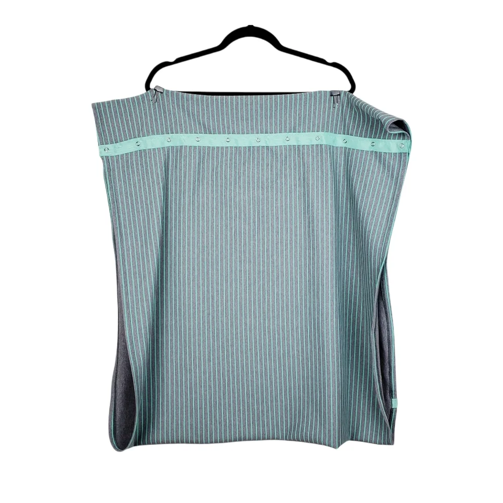 Lululemon Athletica Vinyasa Grey Mint Green Stripe Snap Button Scarf Size OS